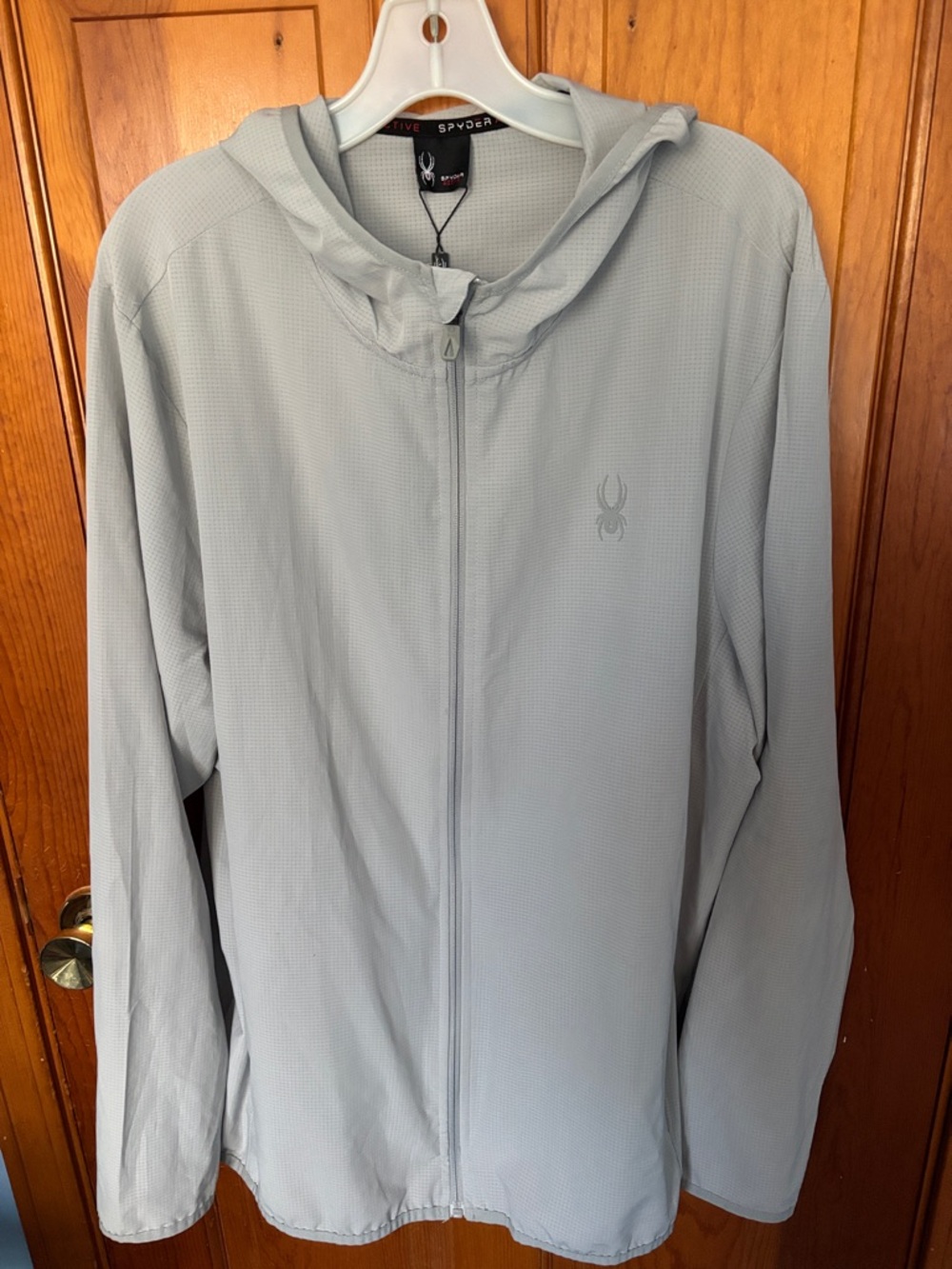 Spyder Men's Light Gray Hooded Zip-Up Jacket